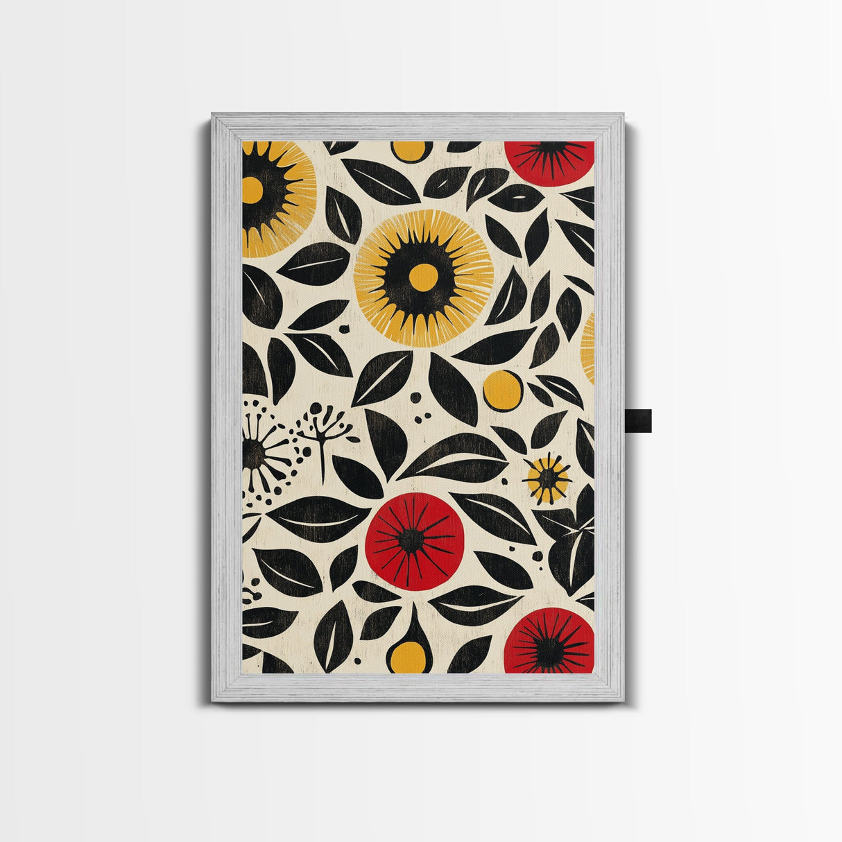 Modern Botanical Framed Canvas Print, Wildflower Pattern Wall Art, Vibrant Floral Art, Living Room Decor, Extra Wide Rustic Decor