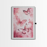 Pink Butterfly Botanical Prints Canvas Print Soft Whimsical Nature Inspired Bedroom or Living Room Art Light Pink Wall Decor