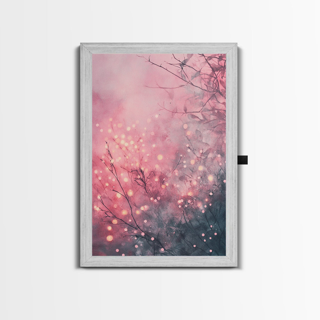 Soft Pink Glow Framed Canvas Print | Cherry Blossom Painting | Light Pink Wall Art | Wabi Sabi Art | Above Sofa Decor | Living Room Art