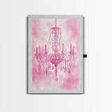 Pink Crystal Chandelier Canvas Print | Romantic Light Decor | Rustic Wall Art | Elegant Bedroom Art | Above Bed Wall Art | Farmhouse Decor