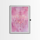 Elegant Pink Chandelier Canvas Print | Romantic Light Wall Art | Rustic Wall Decor | Bedroom Accent | Above Sofa Art | Farmhouse Vibe