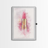 Radiant Pink Lipstick Canvas Print | Feminine Wall Art | Makeup Lover Decor | Modern Minimalist Art | Bathroom Accent | Gift Idea Her