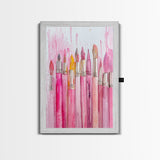 Painterly Brushes Canvas Print Pink Abstract Art Whimsical Art Rustic Decor Minimalist Dorm Wall Art Gift Idea Art Nouveau