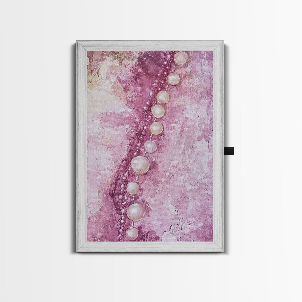 Pearlescent Beads Abstract Canvas Print Light Pink Wall Art Vertical Artwork Minimalist Decor Original Painting Bedroom Art