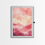 Pink Mountain Sunset Canvas Print, Landscape Painting, Smoky Mountain Art, Pink Orange Wall Art, Bedroom Art, Artistic Decor, Living Room Art
