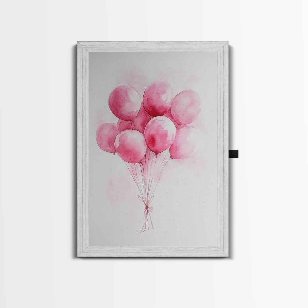Pink Abstract Balloon Bouquet Framed Canvas Print, Whimsical Party Wall Art Light Pink Decor, Ideal Rustic Bedroom Aesthetic