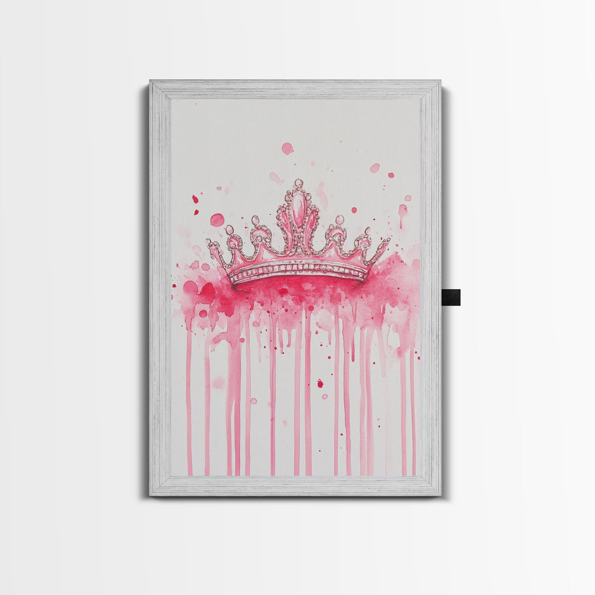 Pink Crown Canvas Print Framed Royal Aesthetic Art Whimsical Wall Art Light Pink Accent Bedroom or Living Room Rustic Decor Gift