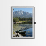 Mountain Reflections Framed Canvas Print Lake Tahoe Art Nautical Wall Art Rustic Decor Farmhouse Wall Art Living Room Art Landscape Painting