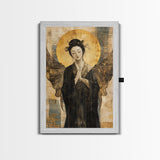 Ethereal Angel Framed Canvas Print Dark Angels Wall Art Goddess Art Print Rustic Wall Art Sacred Geometry Art Spiritual Decor Bedroom Art