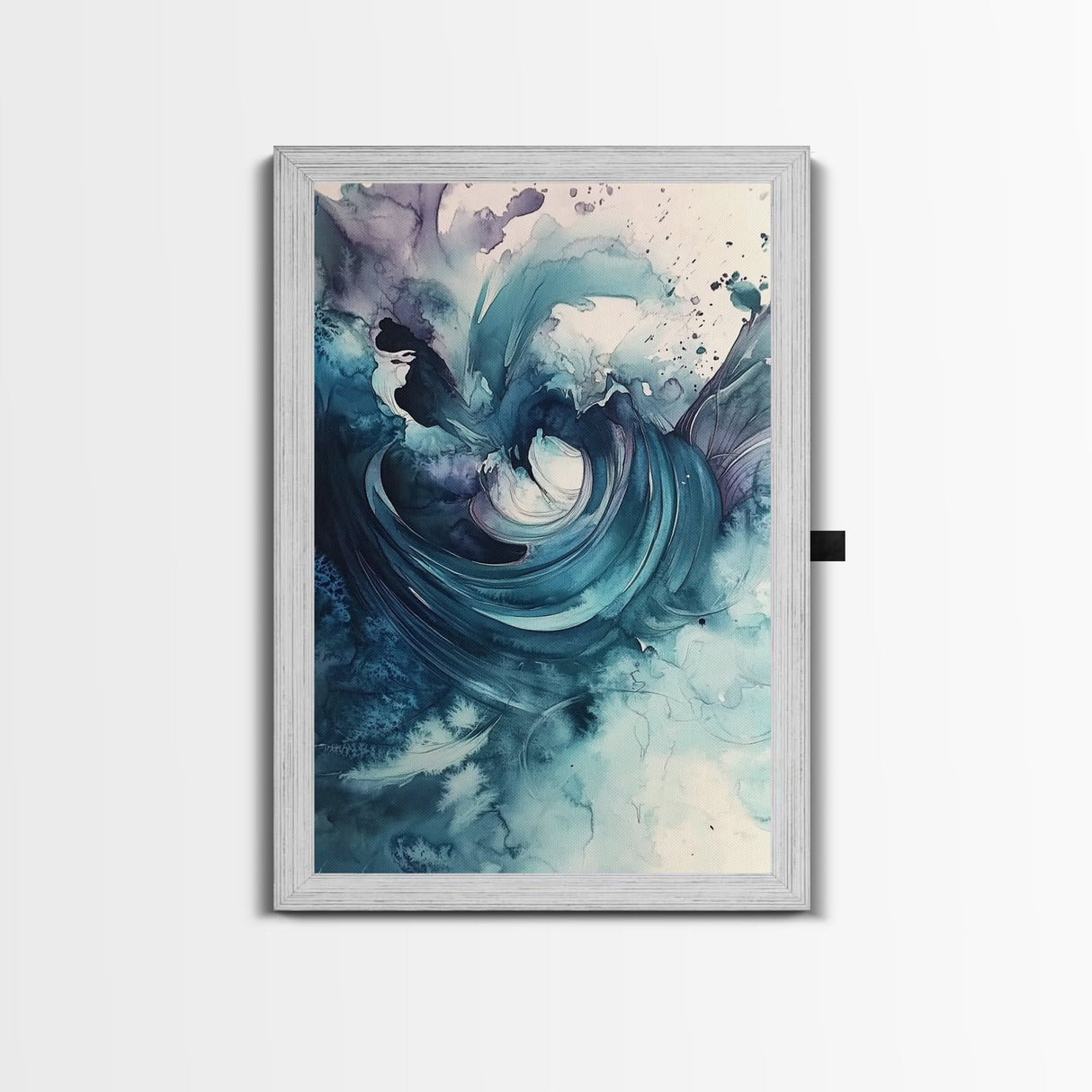 Swirling Teal Abstract Canvas Print Minimalist Coastal Art Modern Zen Wall Decor Living Room Gift Idea Unique Wabi Sabi