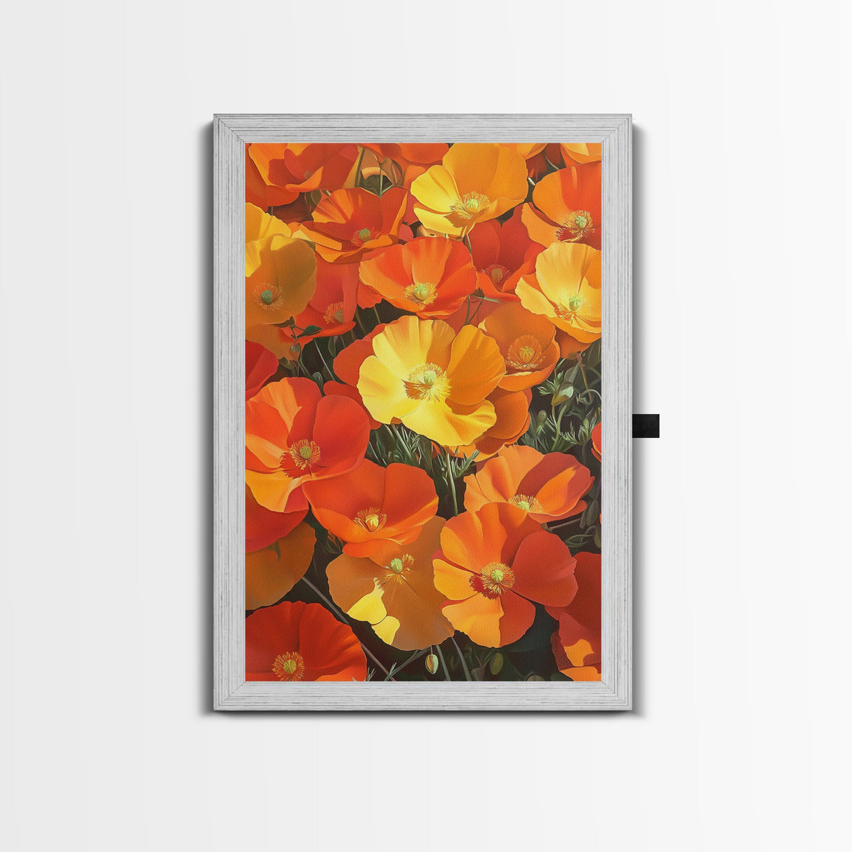 Vibrant Poppy Canvas Print with California Wildflower Art, Bright Floral Rustic Decor, Farmhouse Nature Landscape for Living Room