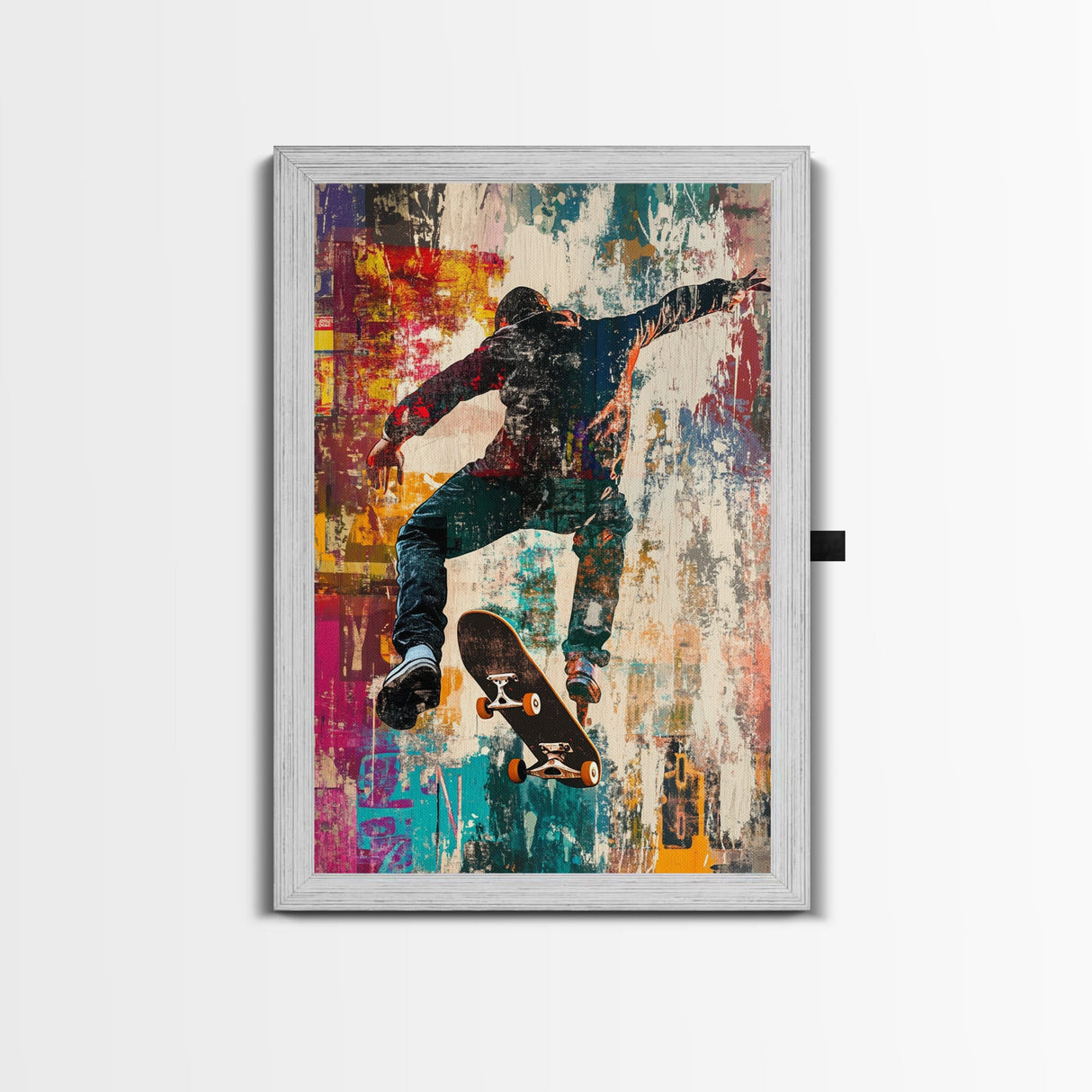 Urban Skater Canvas Print with Graffiti Wall Art and Street Style Design, Perfect for Modern Chicano Art Inspired Decor