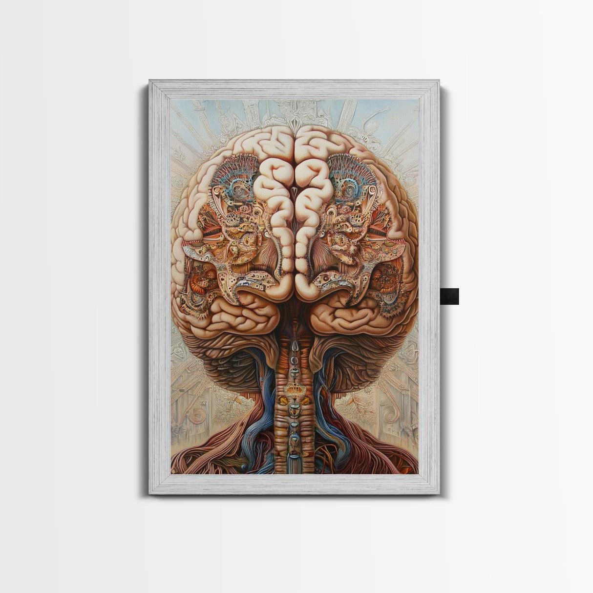 Intricate Human Brain Anatomy Framed Canvas Print Science Art Therapy Decor Unique Wall Art Guest Room Office Gift