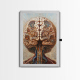 Intricate Human Brain Anatomy Framed Canvas Print Science Art Therapy Decor Unique Wall Art Guest Room Office Gift