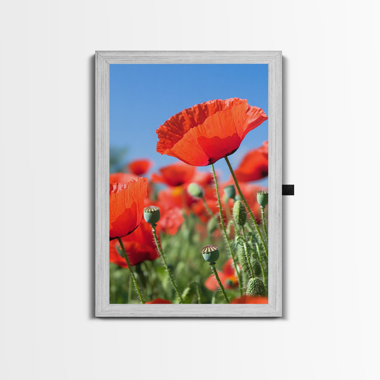 Vibrant Poppy Field Framed Canvas Print, California Poppy Art, Rustic Landscape Wall Art, Bedroom Art, Farmhouse Living Room Decor