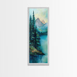 Landscape  Lake, nature oil painting, framed canvas print, landscape painting, lake Tahoe art, moody art, tall narrow art