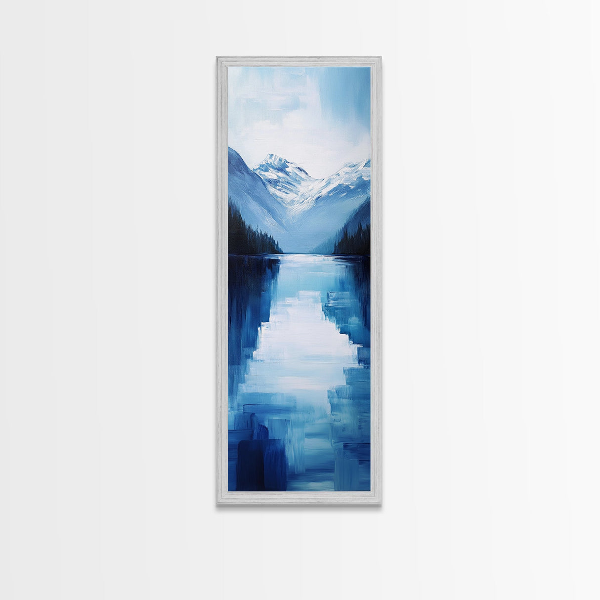 Alpine Lake, smoky mountain art, extra wide art, nature wall art, minimalist art, rustic decor, Canvas Print, above bed wall art