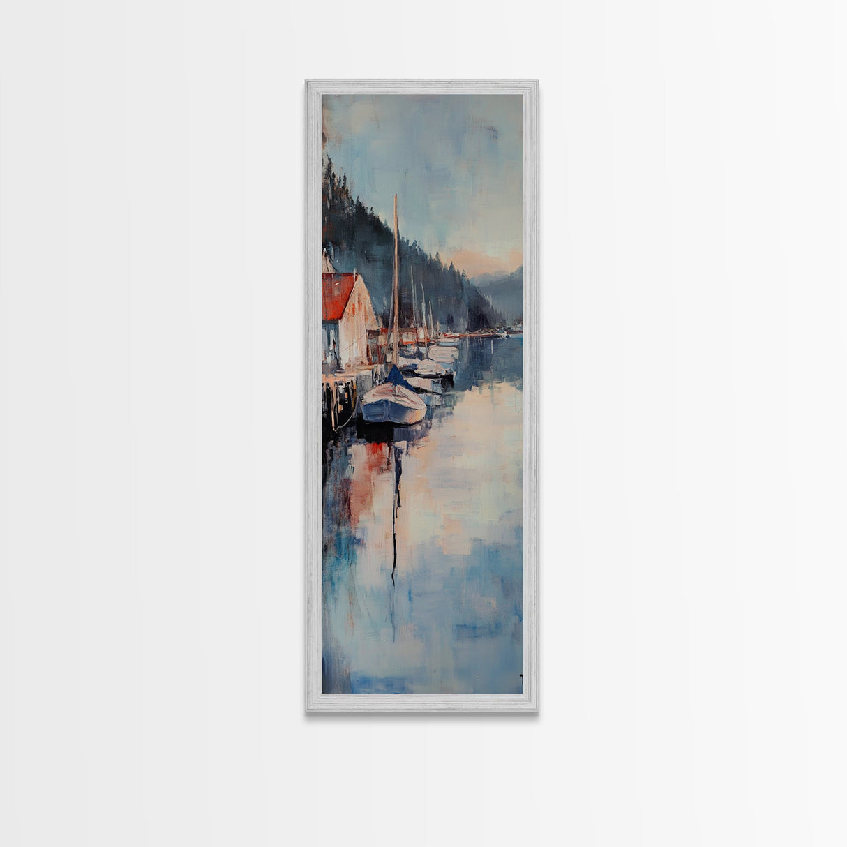 Harbor Boats, Nantucket painting, seascape painting, lake Tahoe art, rustic wall art, gift idea for her, Canvas Print, living room art