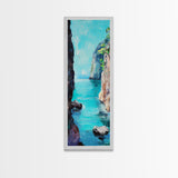 Cliffs and Sea, Coastal Landscape Art, Nautical Wall Art, Ocean View, Seascape Painting, Tall Narrow Art, Canvas Print