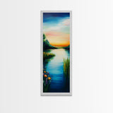 Sunset Lake, Smoky Mountain Art, Moody Art, Panoramic Art, Above Couch Art, Coastal Wall Art, Tall Narrow Art, Canvas Print