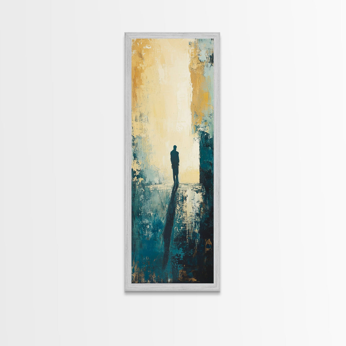 Lone Figure, Dark Romance Painting, Moody Art, Extra Wide Art, Wabi Sabi Art, Vintage Christmas, Framed Canvas Print