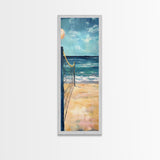 Volleyball Net, Seaside Sport, Nautical Wall Art, Beach House Art, Coastal Decor, Living Room Art, Framed Canvas Print, Extra Wide Art