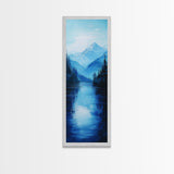 Lake Tahoe Art, Canvas Print, pine tree art, mountain painting, rustic decor, above couch art, panoramic painting, bedroom art