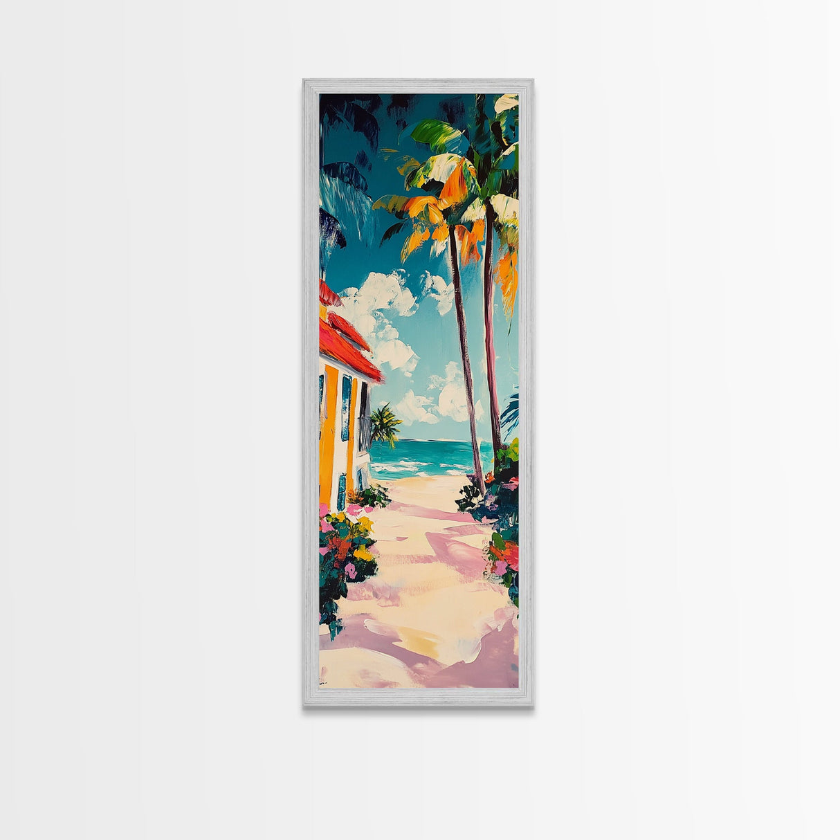 Beach Path, palm tree painting, coastal painting, nautical decor, tropical beach house art, above bed wall art, Canvas Print