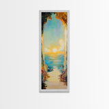Sunset Cove, coastal painting, ocean view, seascape painting, nautical decor, coastal wall art, Framed Canvas Print