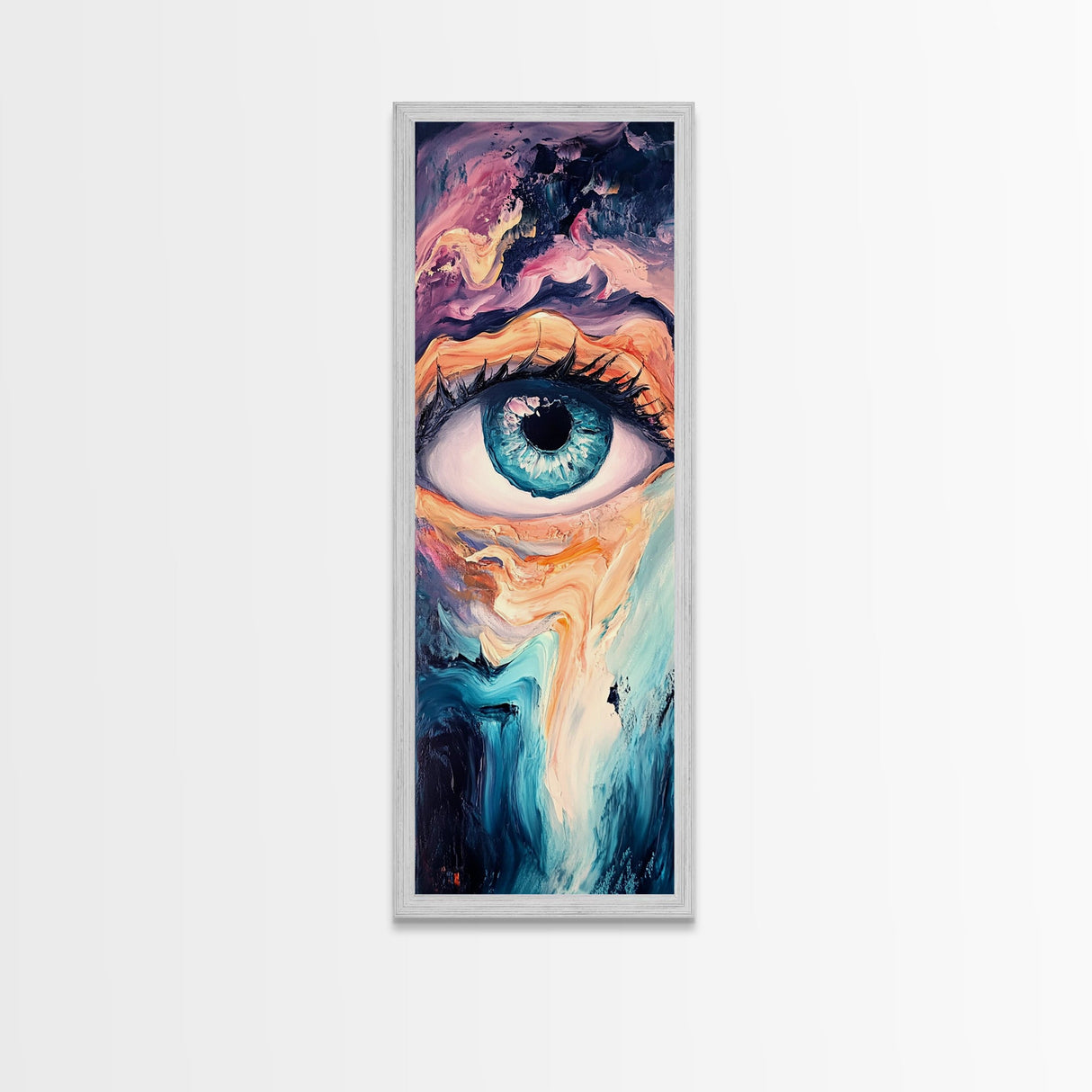 Abstract Surfboard, surf wall art, coastal painting, framed canvas print, beach house decor, minimalist art, extra wide art