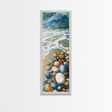 Pebble Beach Art, coastal painting, framed canvas print, beach house decor, nautical wall art, blue and green wall art