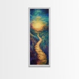 Golden Pathway, landscape painting, sunset painting, nature wall art, panoramic painting, scenic artwork, fall painting, Canvas Print