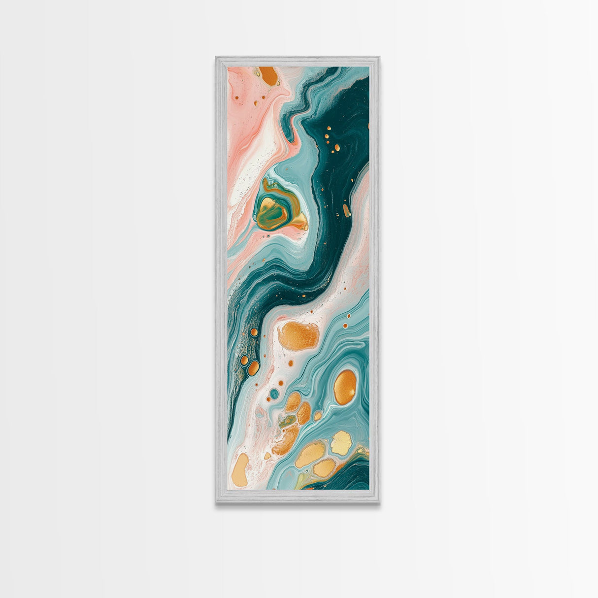 Fluid Art, pink orange wall art, teal wall art, modern abstract painting, contemporary art, fluid acrylic painting, Canvas Print