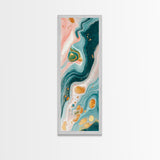 Fluid Art, pink orange wall art, teal wall art, modern abstract painting, contemporary art, fluid acrylic painting, Canvas Print
