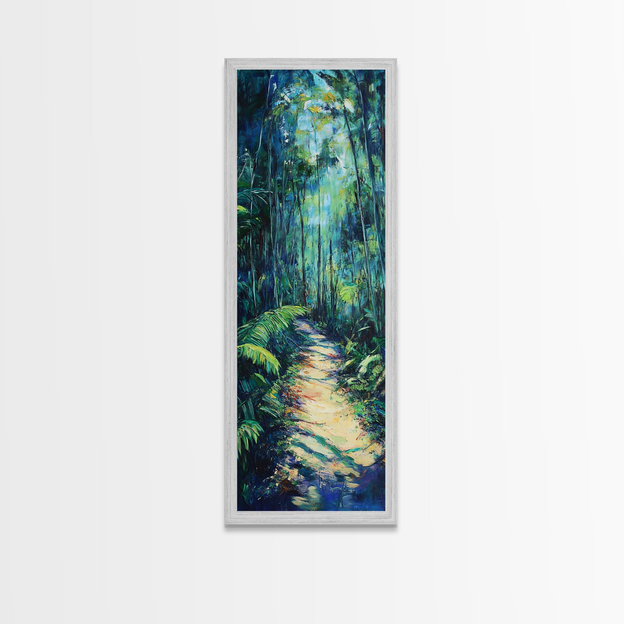 Jungle Pathway, Forest Painting, Moody Art, Botanical Prints, Nature Wall Art, Above Sofa Art, Tall Narrow Art, Canvas Print