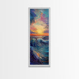 Ocean Wave, Coastal Wall Art, Seascape Painting, Surf Wall Art,Extra Wide Art, Bedroom Art, Framed Canvas Print