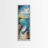 Rowboat painting, lake Tahoe art, fisherman painting, rustic wall art, nautical painting, coastal landscape art, canvas print