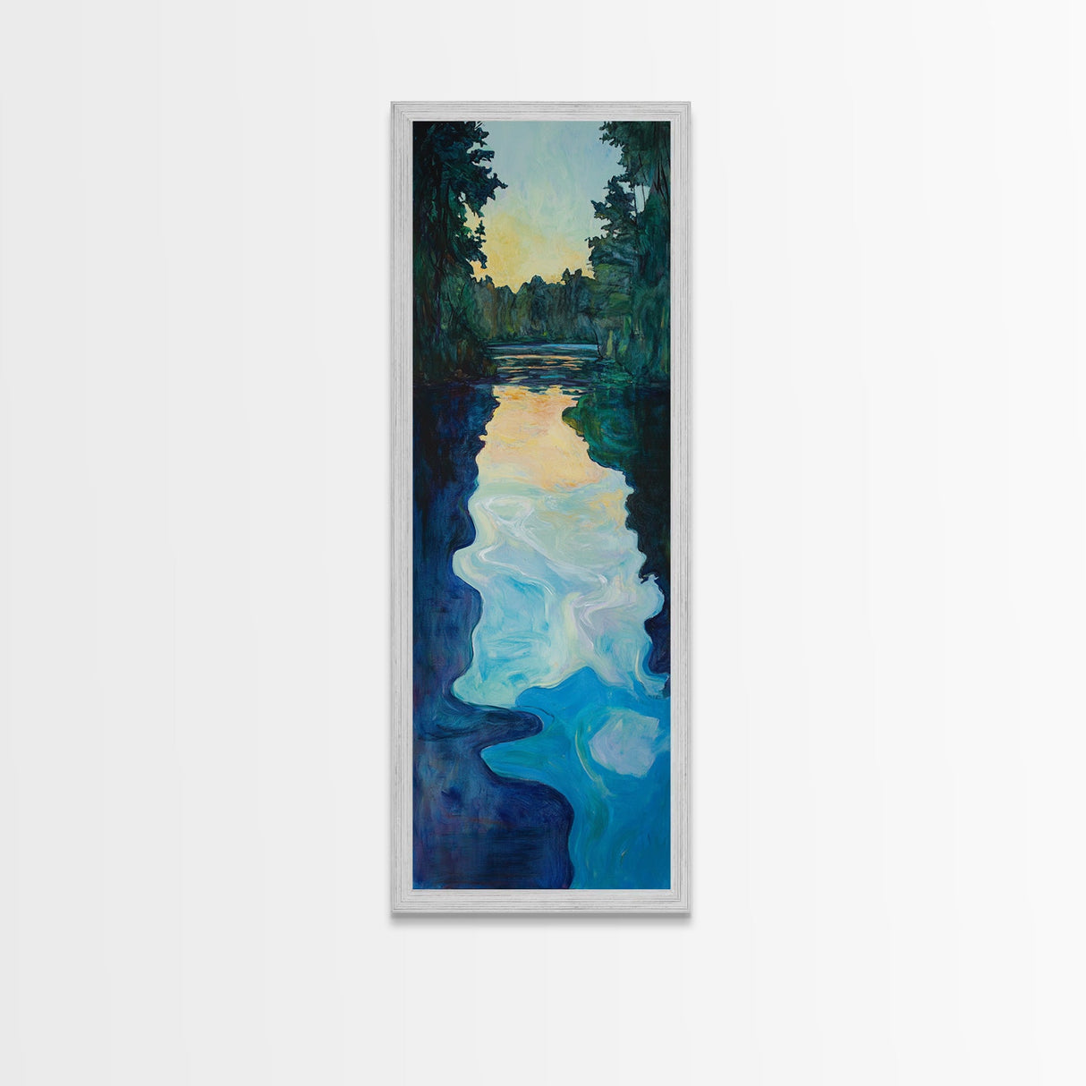 Sunset Reflection, lake Tahoe art, moody art, landscape painting, framed canvas print, vertical wall art, bedroom art
