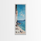 Seaside Cliff, painting morro bay, coastal wall art, framed canvas print, blue and green wall art, landscape painting, boho art