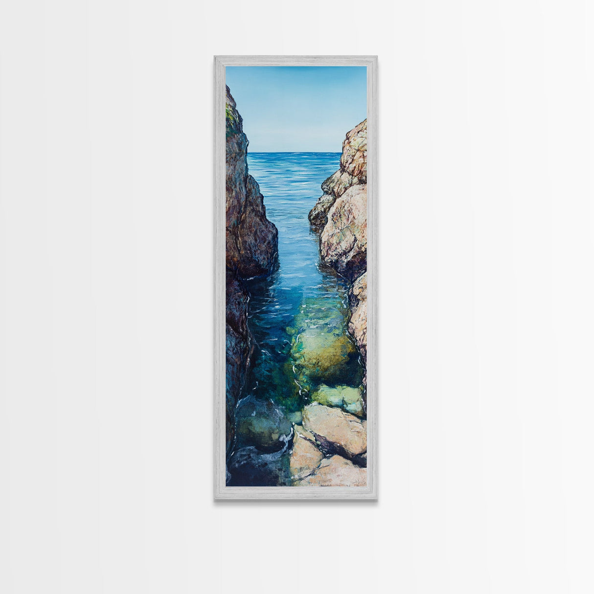 Seaside Escape, Blue Waters, Cliffside View, Canvas Print, coastal wall art, nautical decor, above bed wall art, seascape painting