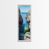 Seaside Escape, Blue Waters, Cliffside View, Canvas Print, coastal wall art, nautical decor, above bed wall art, seascape painting