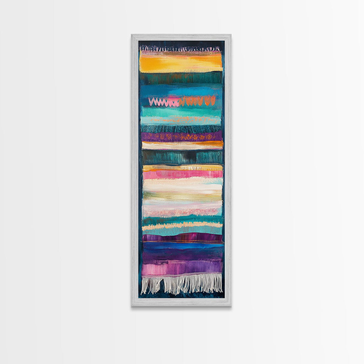 Textile Abstract, Colorful Patterns, Woven Design, Framed Canvas Print, Moroccan wall art, geometric wall art, boho art, vibrant art