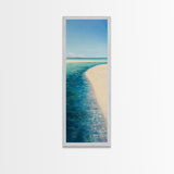 Tropical Shoreline, coastal painting, ocean landscape, blue and green wall art, framed canvas print, nautical decor, seascape art