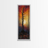 Burnt forest, pine tree art, moody wall art, forest at dusk painting, dark romance painting, autumn art, framed canvas print
