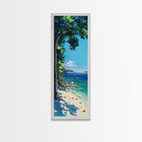 Coastal Landscape Art, Nautical Wall Art, Beach House Decor, Palm Tree Painting, Seascape Painting, Framed Canvas Print