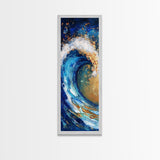 Ocean Wave, coastal decor, nautical painting, seascape painting, blue and green wall art, extra wide art, Canvas Print