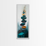 Zen Stones, minimalist art, zen wall art, wabi sabi art, sage green wall art, extra wide art, tall narrow art, Canvas Print, boho art