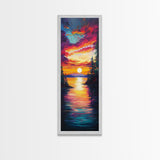 Ocean Waves, Pink Orange Sunset, Coastal Wall Art, Canvas Print, Surf Wall Art, Above Couch Art, Beach House Art