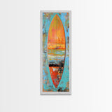 Surfboard Painting, Ocean Art, Canvas Print, Coastal Cowgirl Wall Art, Beach House Art, Tropical Art, Long Narrow Art