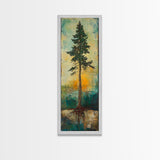 Tall Pine, wabi sabi art, rustic decor, pine tree art, nature inspired, farmhouse art, framed canvas print, above bed art